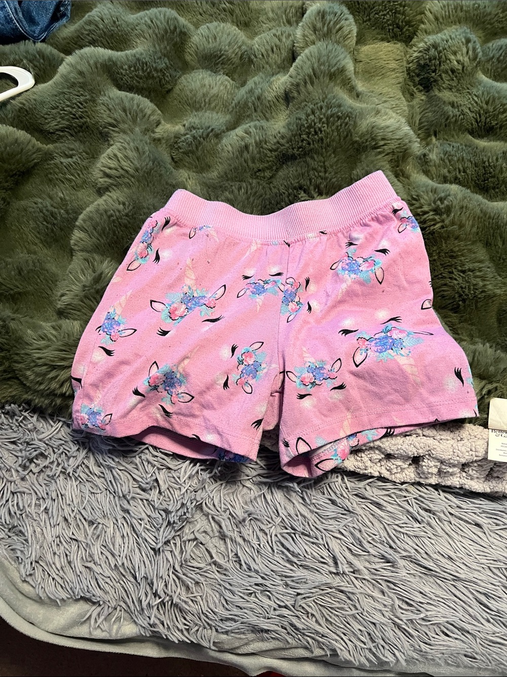 Celebrate It Pink Floral Unicorn Ear Kids Shorts